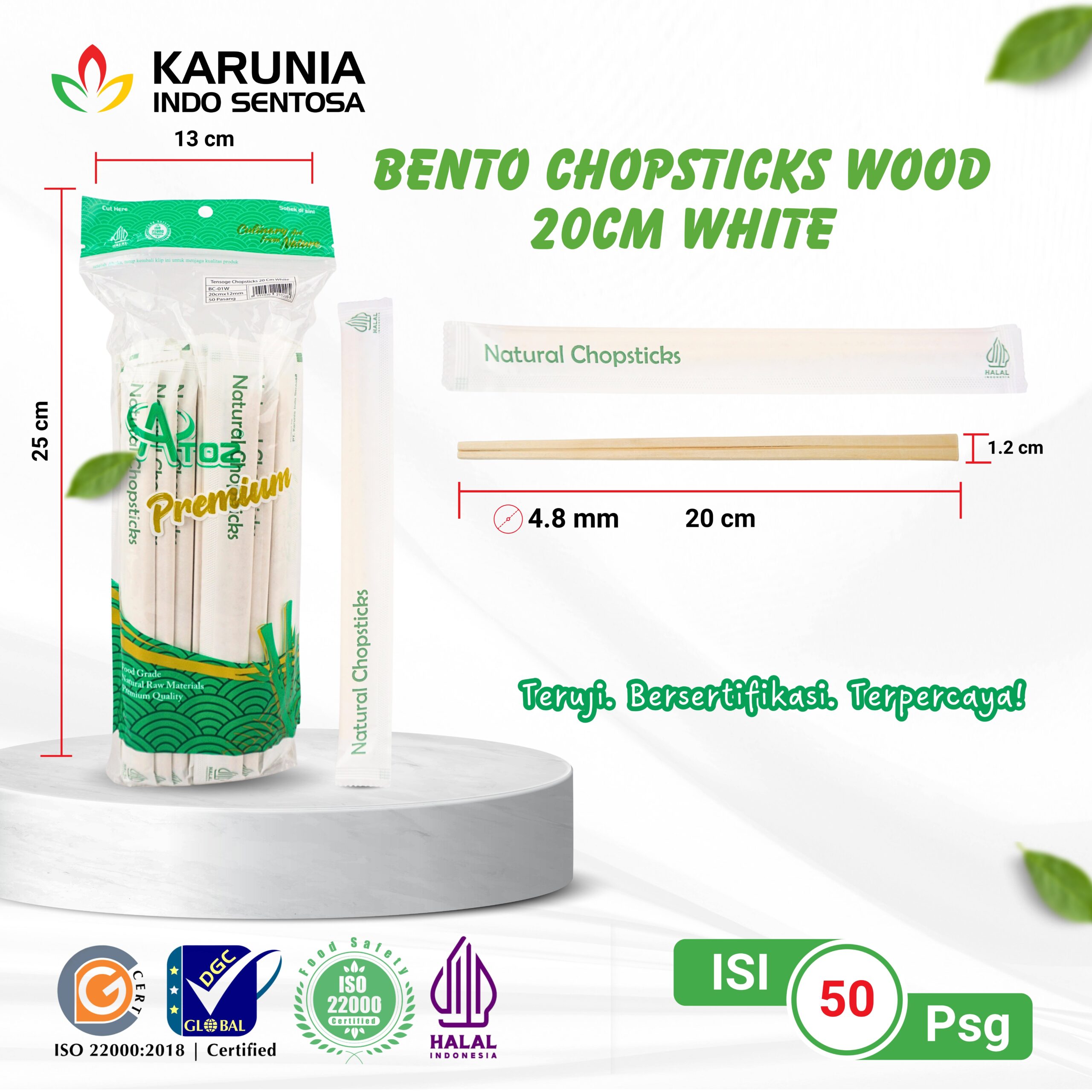 BENTO CHOPSTICK WOOD 20CM WHITE