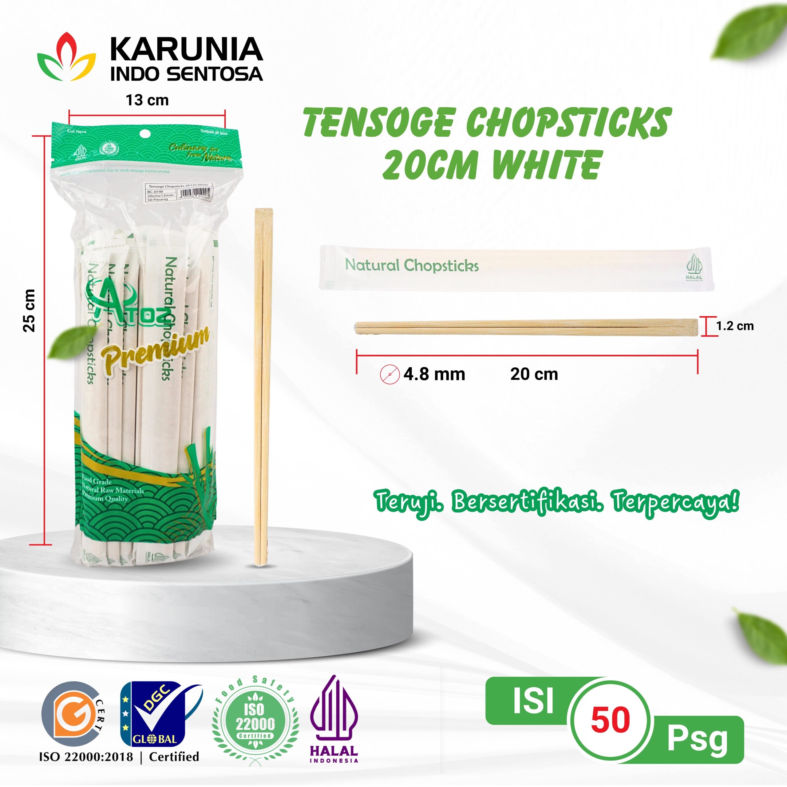 TENSOGE CHOPSTICKS 20CM WHITE